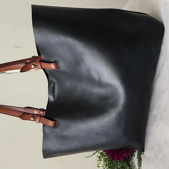 Fossil Rachel Black Multi Leather Magnetic Tote & Shopper Shoulder Bag Purse - Picture 6 of 13